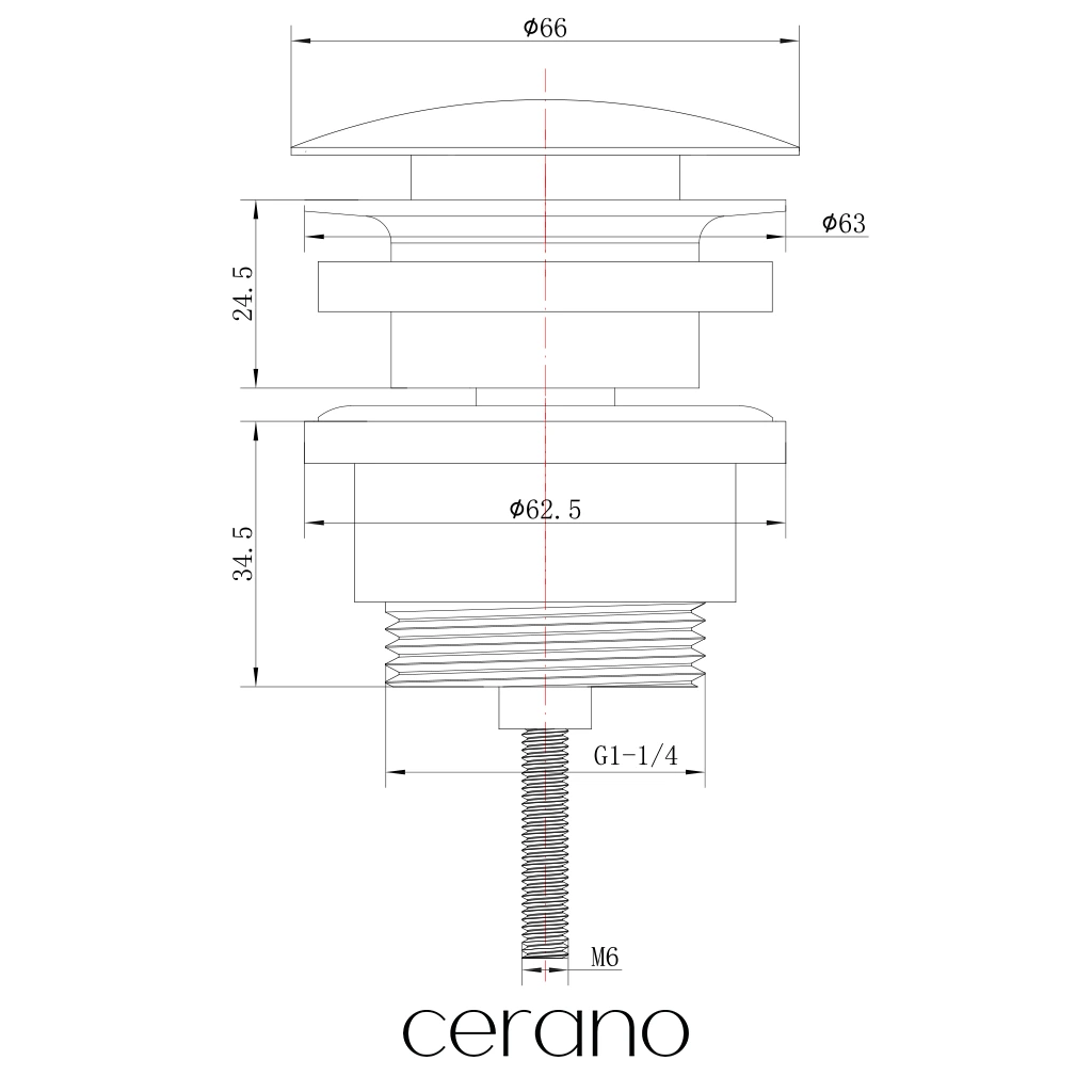 CERANO - Umyvadlová výpusť - 5/4“ click-clack - univerzální - zlatá kartáčovaná