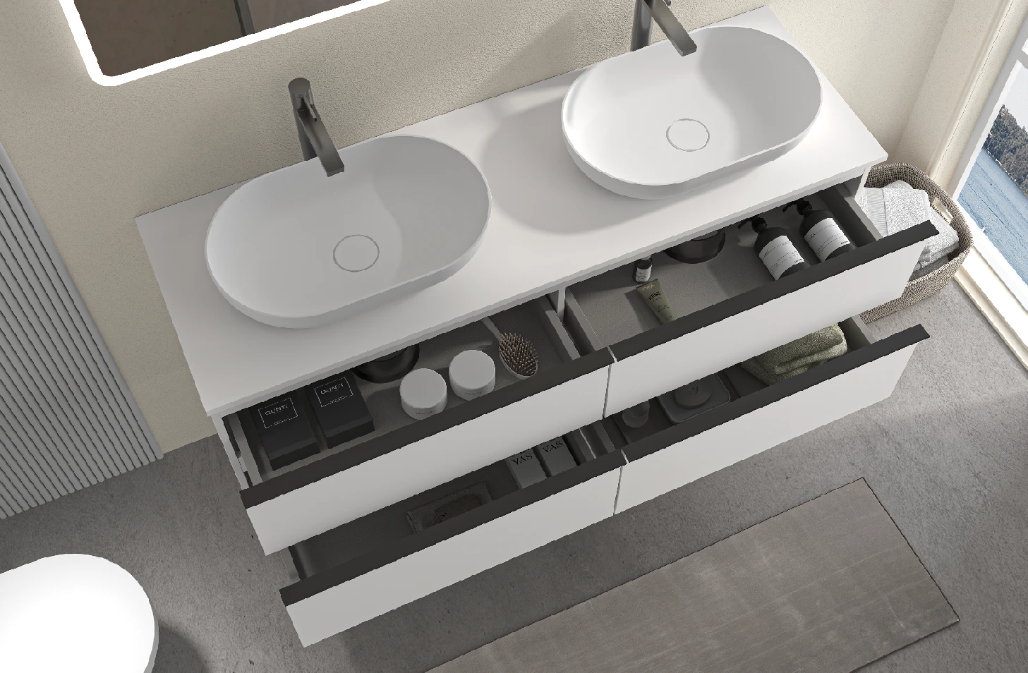 CERANO - Koupelnová skříňka pod umyvadlo Velora - bílá matná - 120x49,8x45,2 cm