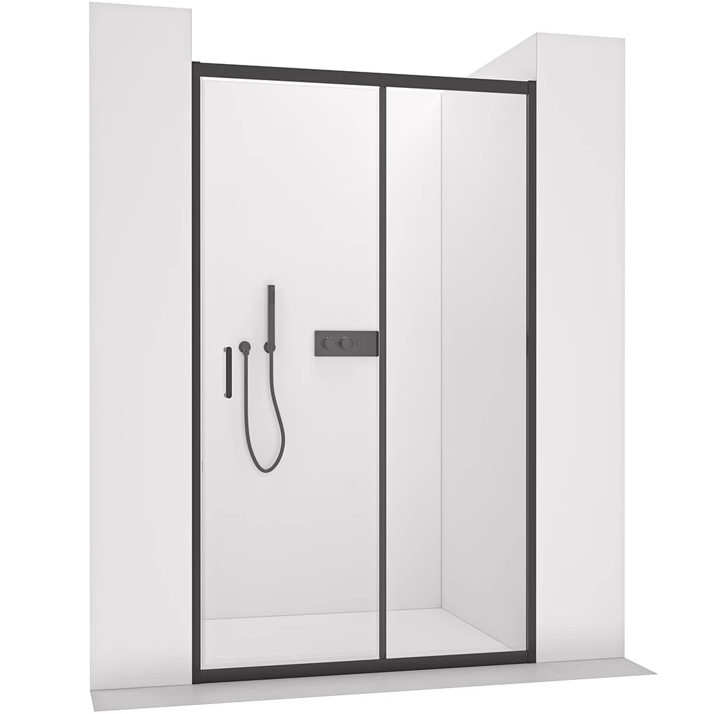 CERANO - Sprchové posuvné dveře Orlano L/P - 5 mm - černá matná, transparentní sklo - 140x195 cm