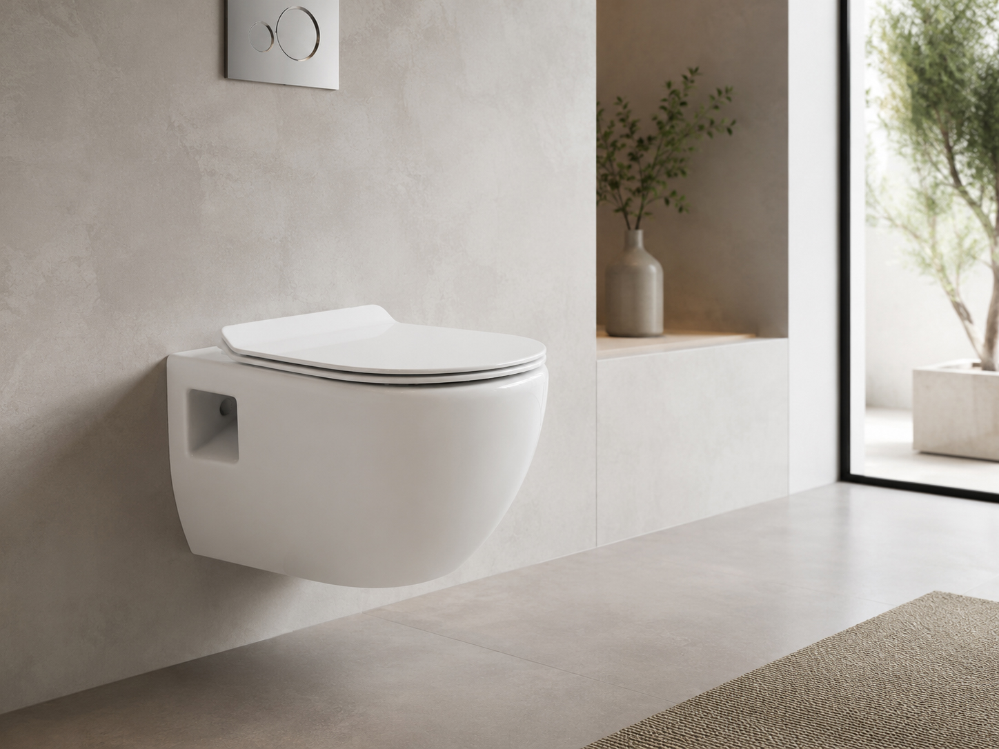 CERANO - WC závěsné Dure, Rimless + Slim/UF sedátko - bílá lesklá - 51x35 cm