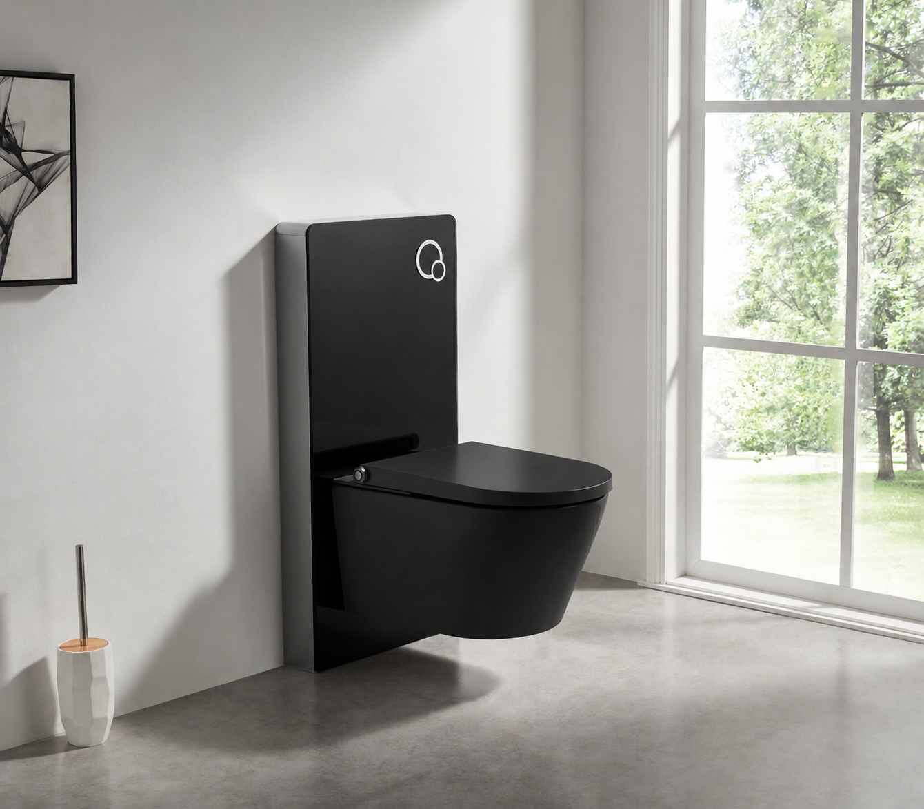 CERANO - Sanitární splachovací modul pro WC závěsné - černá matná - 48,3x100 cm
