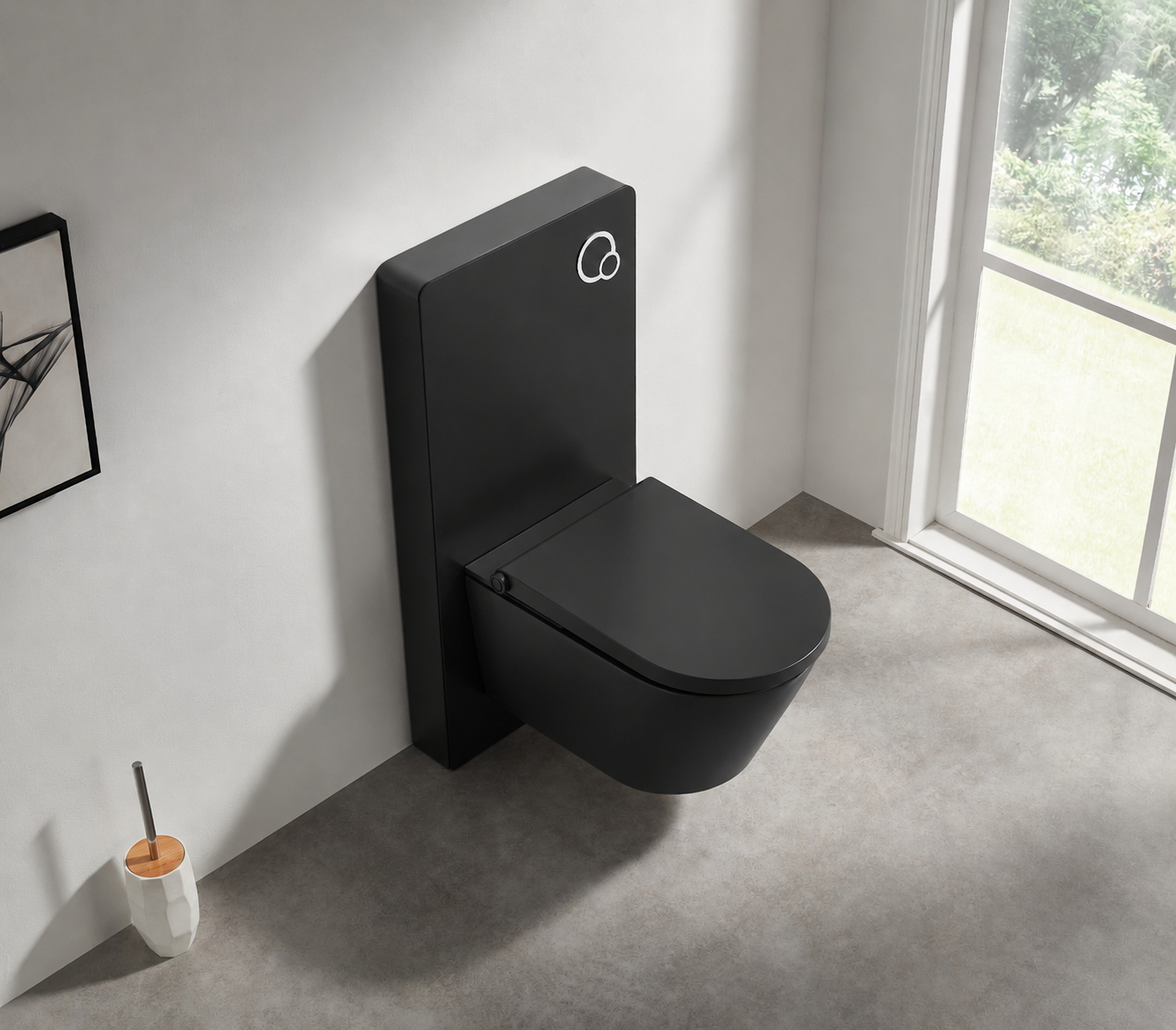 CERANO - Sanitární splachovací modul pro WC závěsné - černá matná - 48,3x100 cm