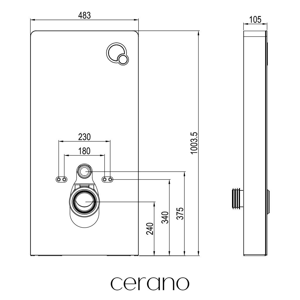 CERANO - Sanitární splachovací modul pro WC závěsné - černá matná - 48,3x100 cm