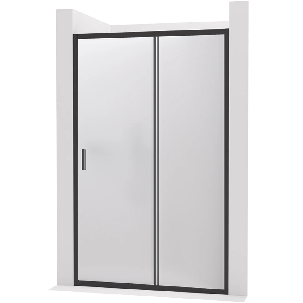 CERANO - Sprchové posuvné dveře Varone LINE L/P - 6 mm - černá matná, mléčné sklo - 100x195 cm