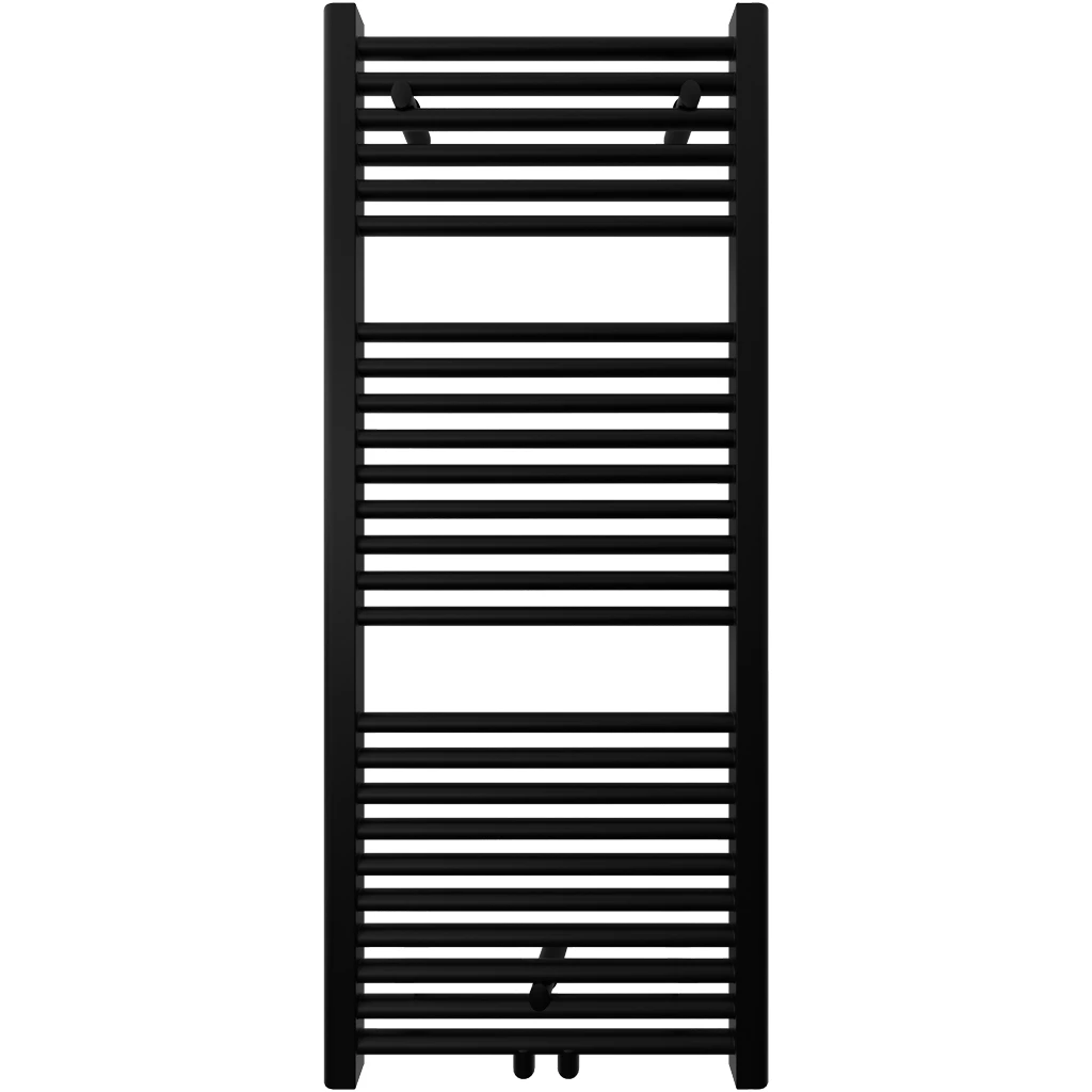 CERANO - Koupelnový radiátorový set Lincoln - kombinované výtápění, termo tyč - středové připojení 50 mm - 300W - černá matná - 1200x500 mm