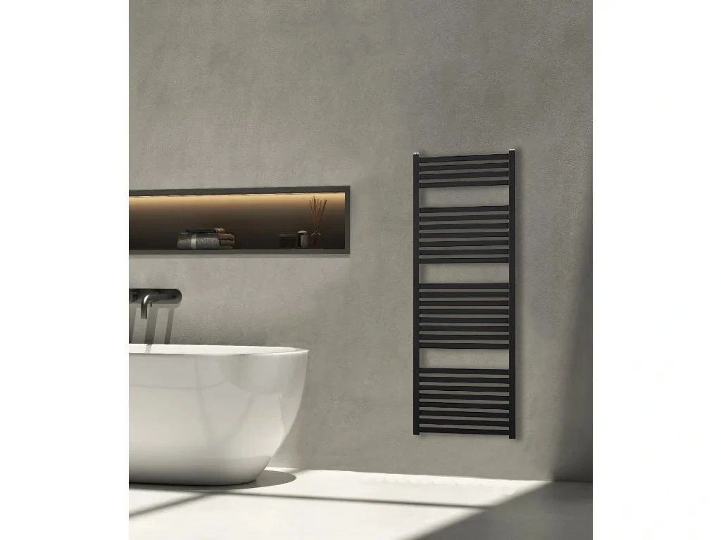 CERANO - Koupelnový radiátorový set Vincenzo - kombinované vytápění, termo tyč - boční jednobodové připojení - 300W - černá matná - 1330x450 mm