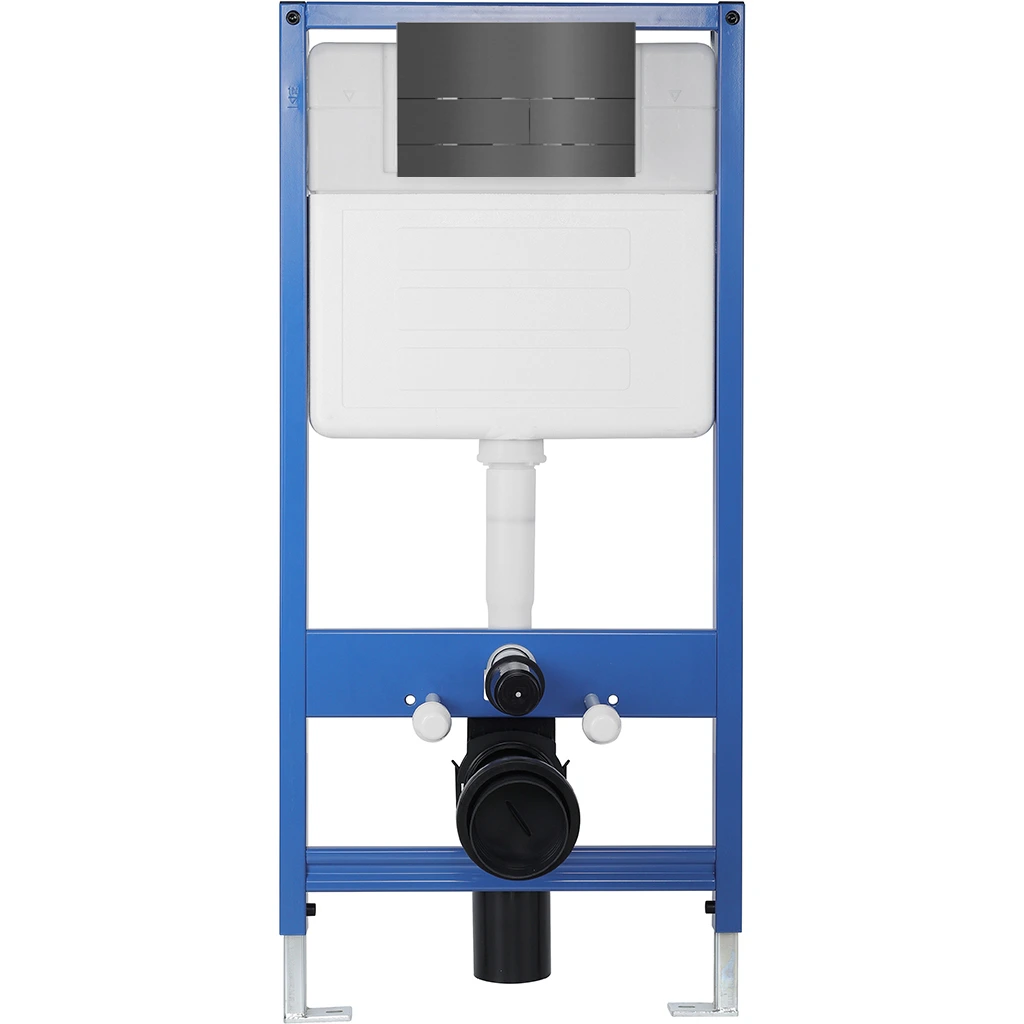 CERANO - Kompletní podomítkový WC set Lite/Norbi - bílá lesklá - WC tlačítko Line, tmavě šedá - předstěnová instalace - 48,5x36,5 cm