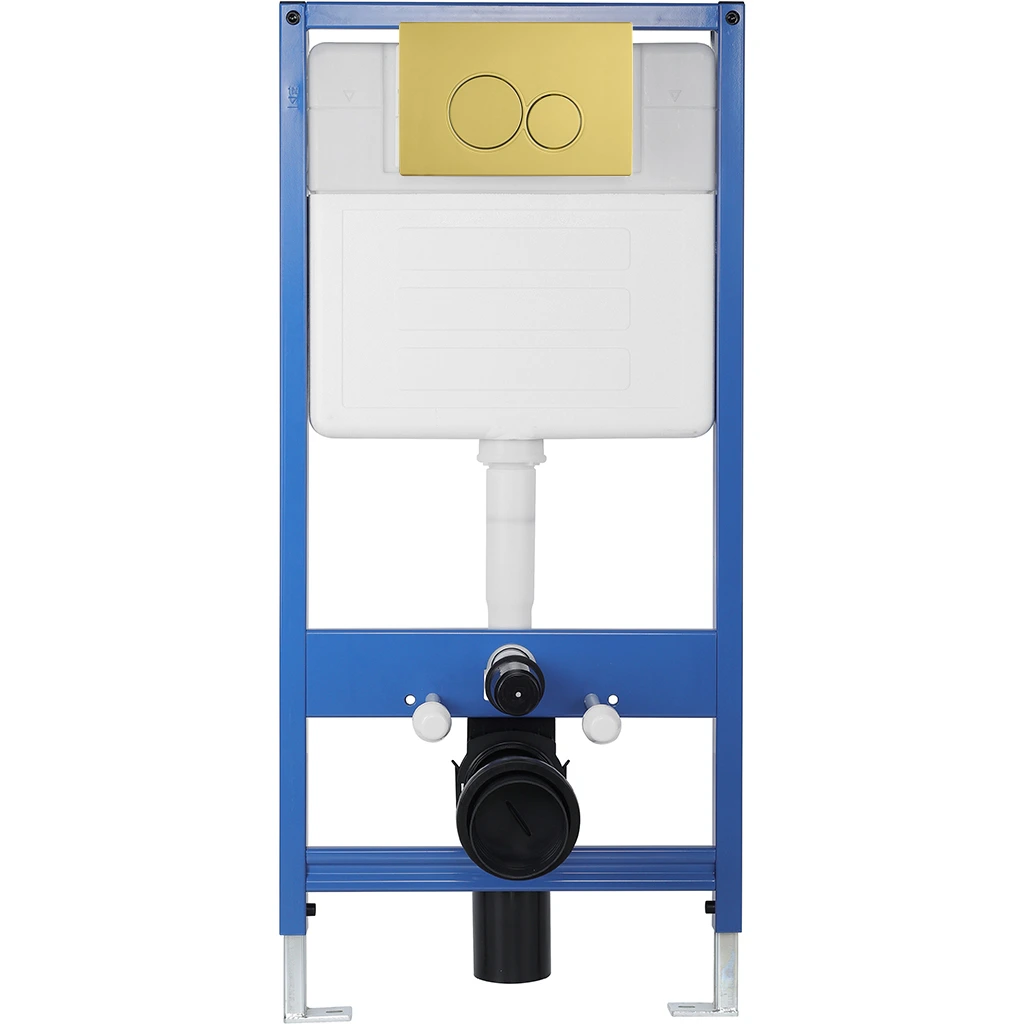 CERANO - Kompletní podomítkový WC set Lite/Cesso - bílá matná - WC tlačítko Duo. zlatá - předstěnová instalace - 49x36 cm