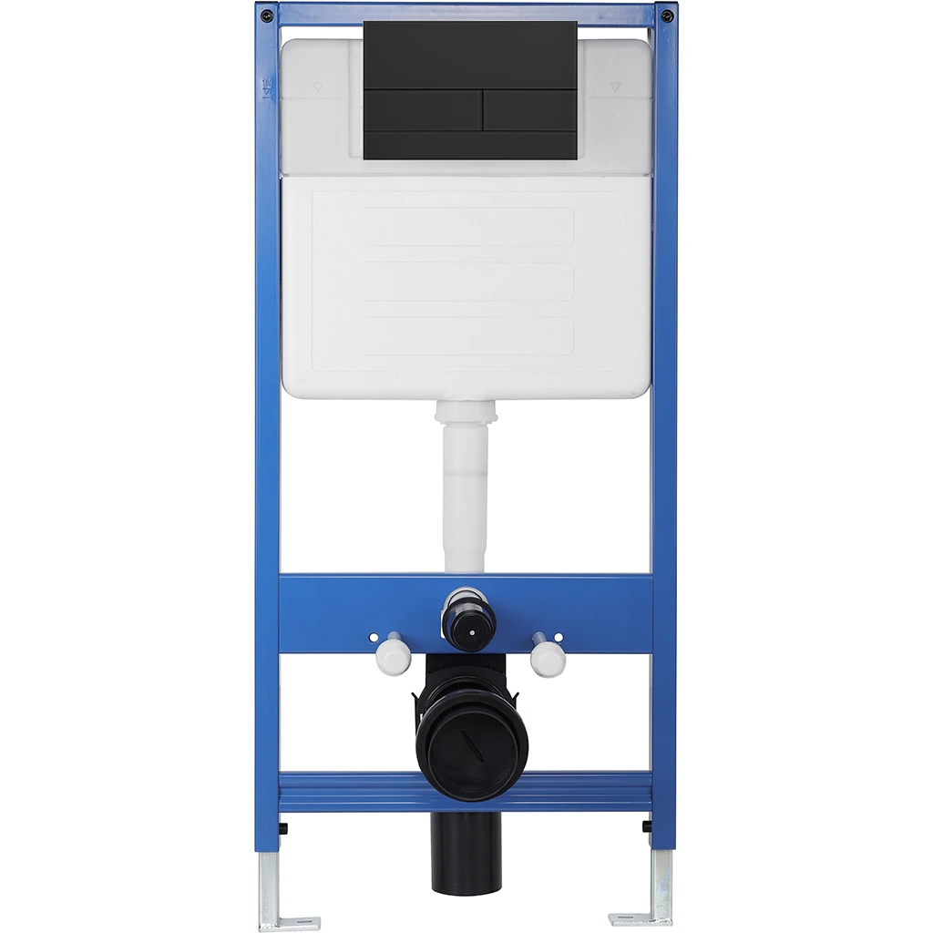 CERANO - Kompletní podomítkový WC set Lite/Cesso - bílá matná - WC tlačítko Line, černá matná - předstěnová instalace - 49x36 cm