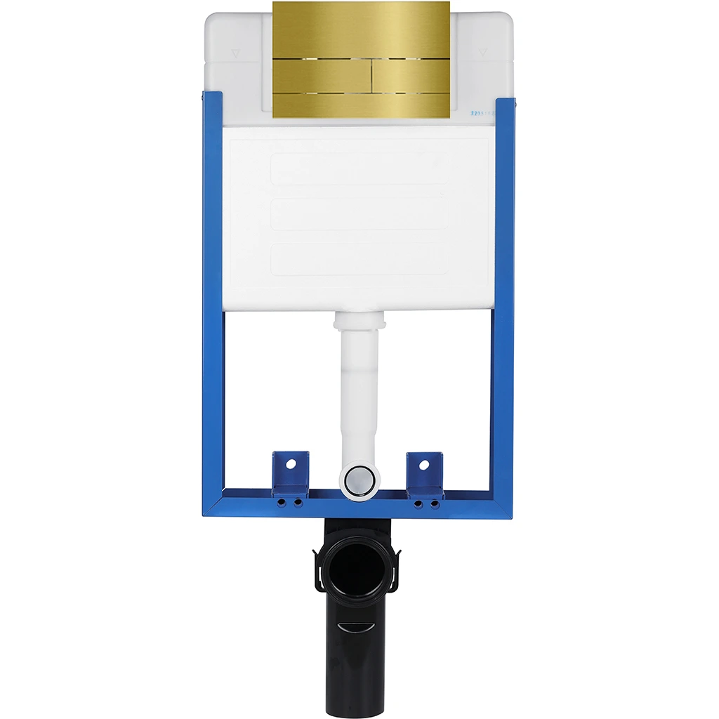 CERANO - Kompletní podomítkový WC set Lite/Cesso - bílá matná - WC tlačítko Line. zlatá - k zazdění - 49x36 cm