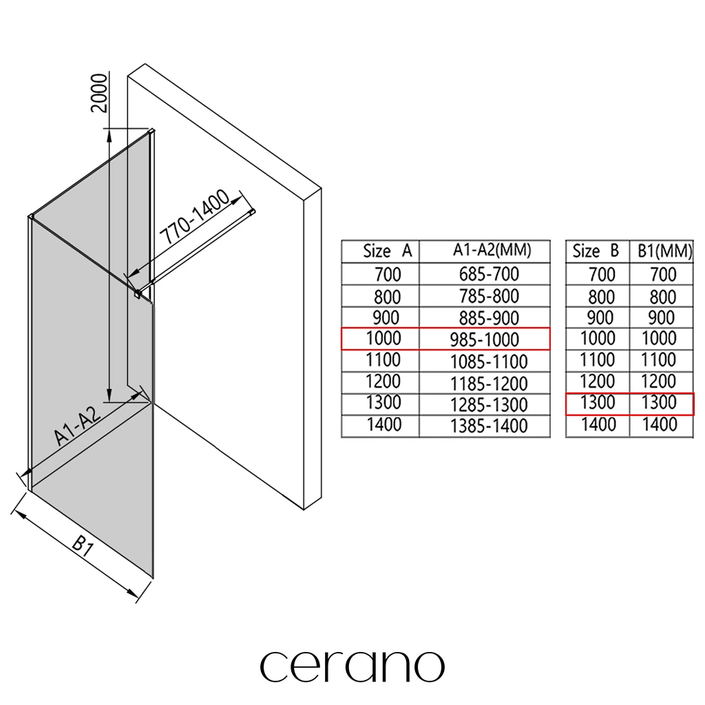 CERANO - Sprchová zástěna Walk-in Onyx Corner Round L/P - 8 mm - kulatá vzpěra - černá matná, grafitové sklo - 100x130x200 cm