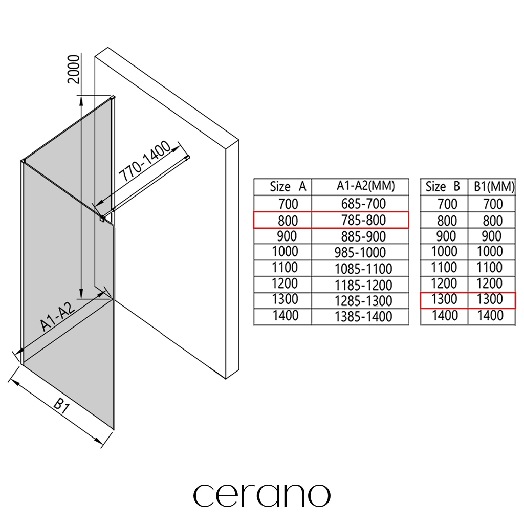 CERANO - Sprchová zástěna Walk-in Onyx Corner Round L/P - 8 mm - kulatá vzpěra - černá matná, grafitové sklo - 80x130x200 cm