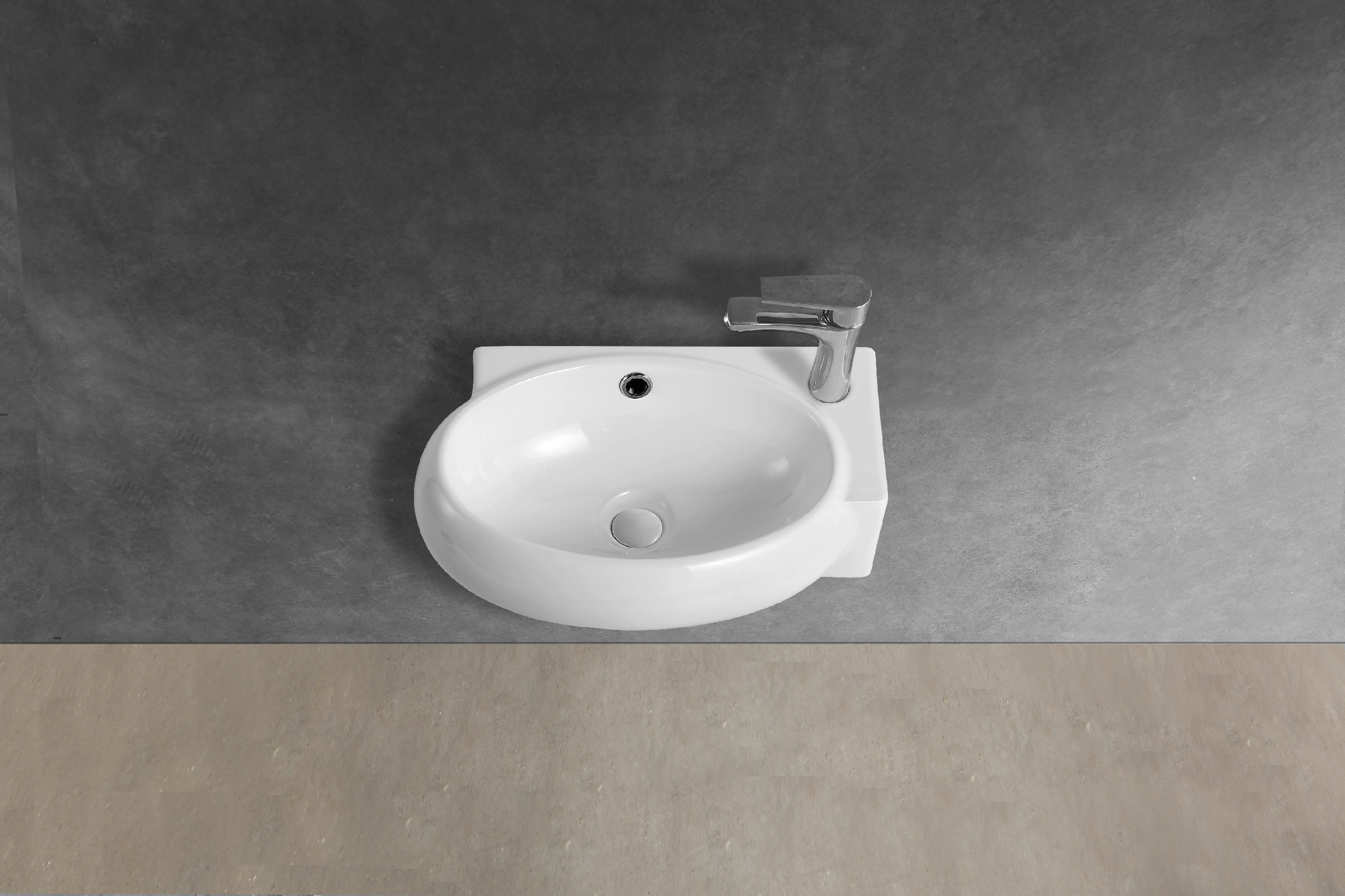 CERANO - Umývátko keramické - nástěnné - Avorio - pravá - bílá lesklá - 42x28 cm