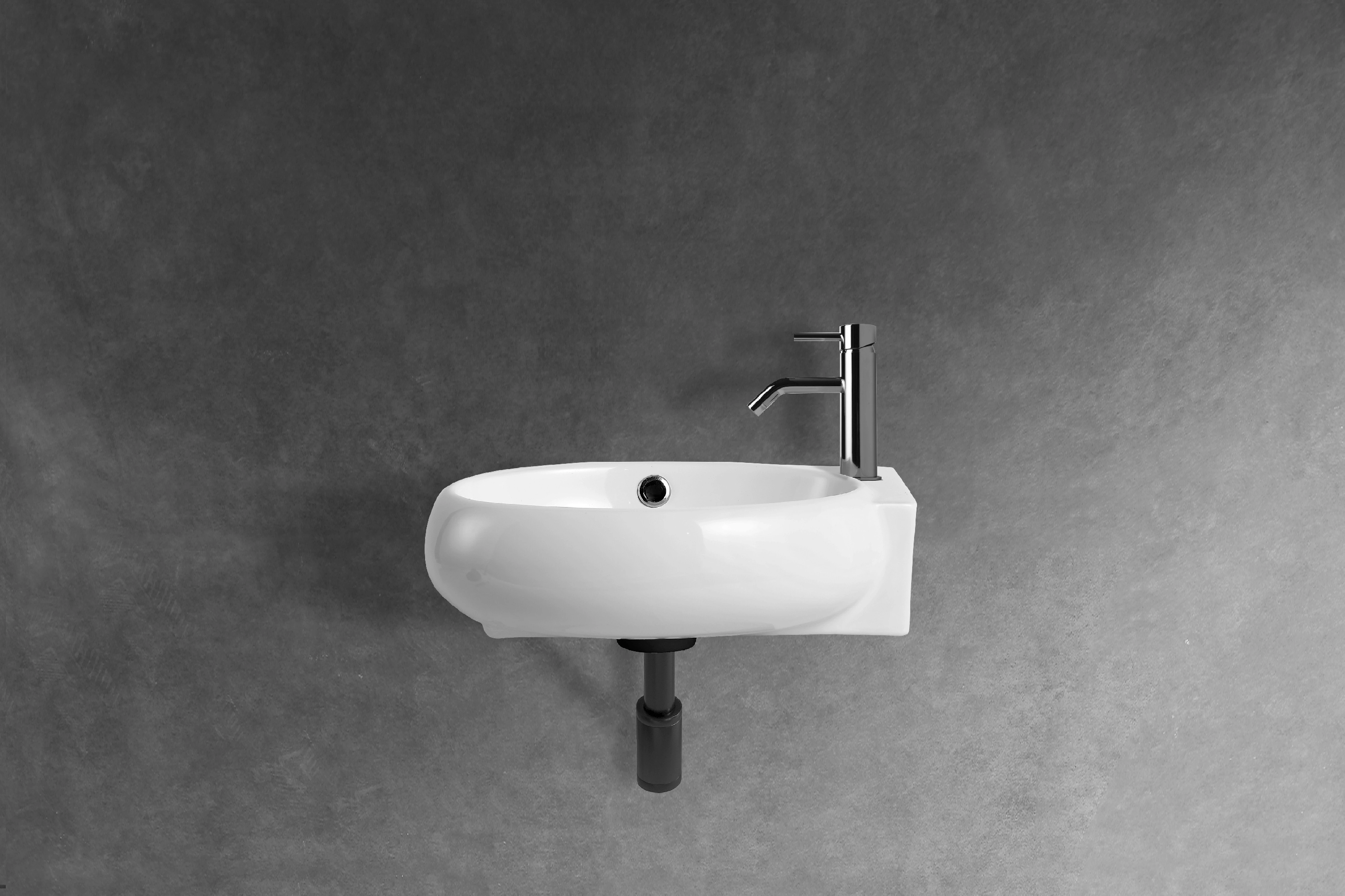 CERANO - Umývátko keramické - nástěnné - Avorio - pravá - bílá lesklá - 42x28 cm