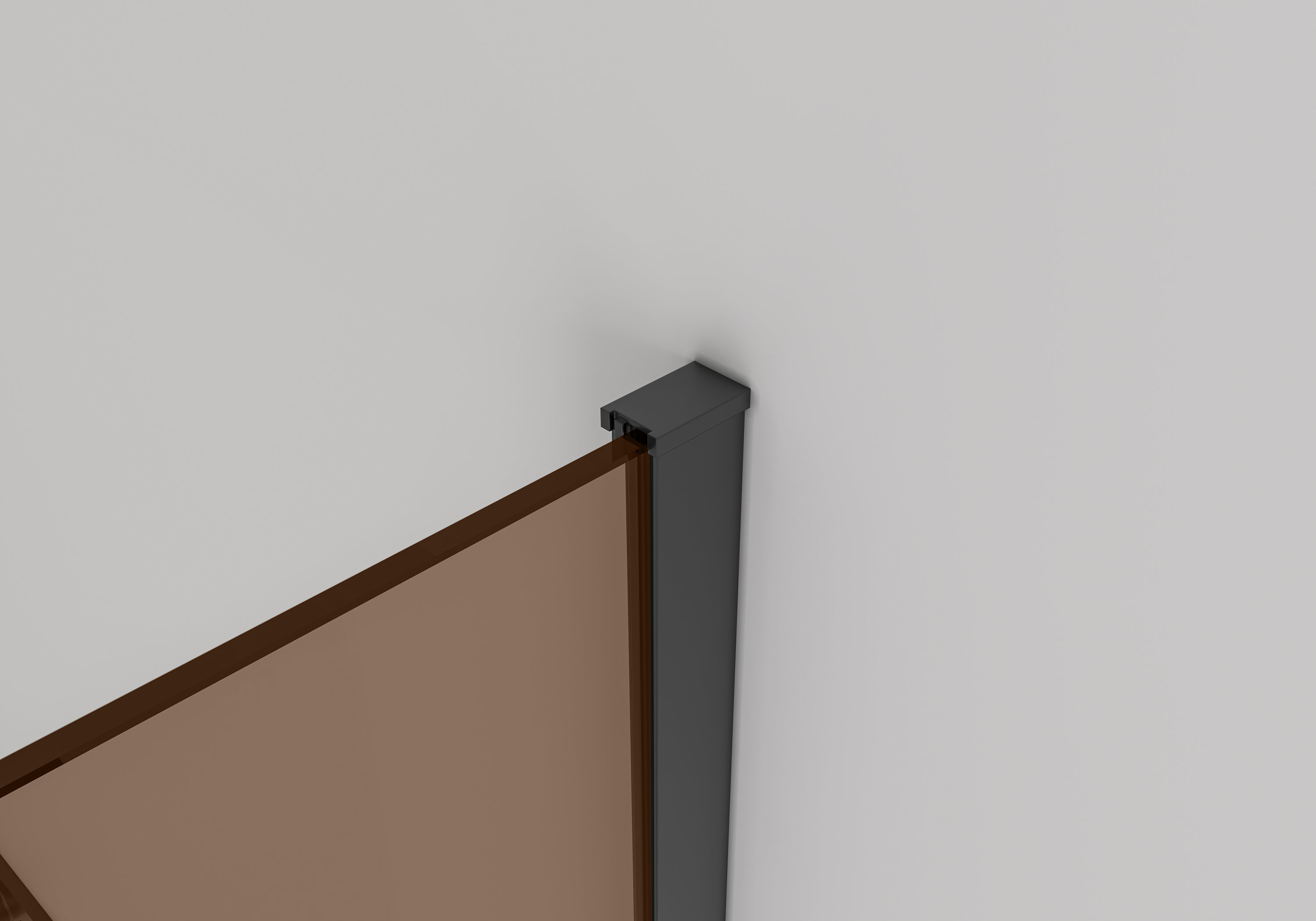 CERANO - Sprchová zástěna Walk-in Onyx Round L/P - 8 mm + polička/držák na ručníky - kulatá vzpěra - černá matná, bronzové sklo - 80x200 cm