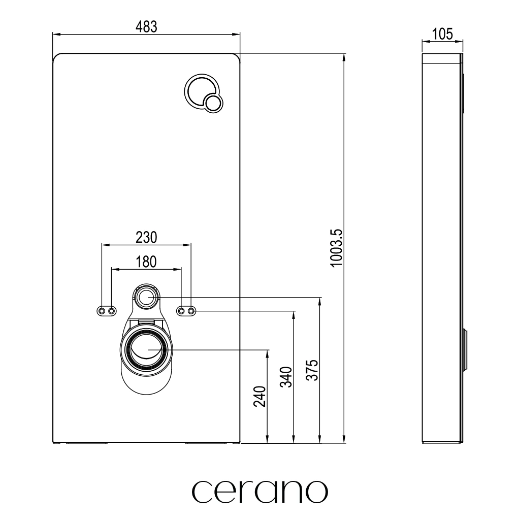 CERANO - Kompletní WC set sanitární splach. modul - černá matná + WC závěsné Cesso, Vortex Rimless + Slim/UF sedátko - černá matná - 49x36 cm