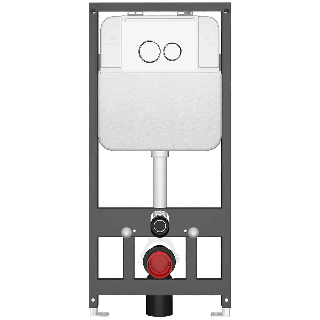 CERANO - Podomítkový WC set Dure - bílá lesklá - tlačítko Prime/Duoalo, bílé - závěsné - předstěnová instalace/sádrokarton - 51x35 cm