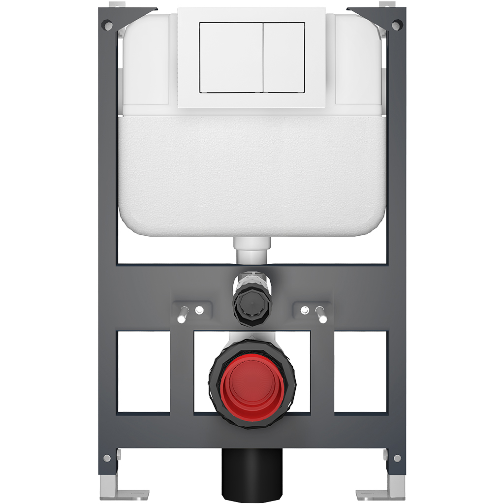 CERANO - Podomítkový WC set Dure - bílá lesklá - tlačítko Prime/Maxio, bílé - závěsné - nízký modul - předstěnová instalace/sádrokarton - 51x35 cm