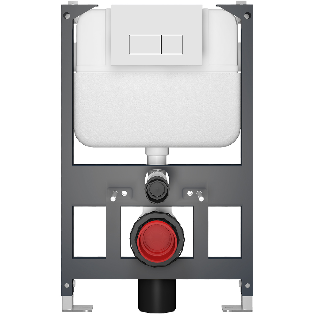 CERANO - Podomítkový WC set Cesso - bílá lesklá - tlačítko Prime/Modulo, bílé - závěsné - nízký modul - předstěnová instalace/sádrokarton - 49x36 cm