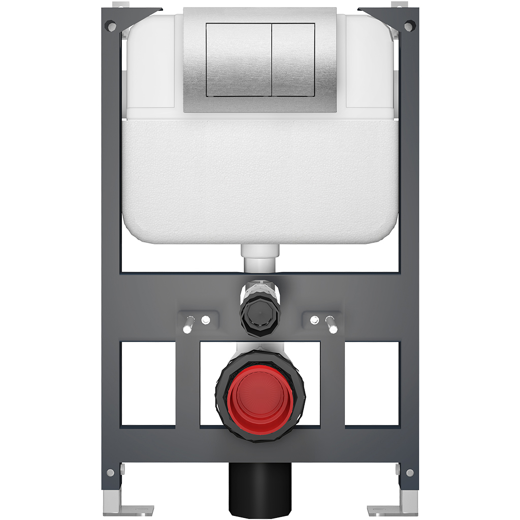 CERANO - Podomítkový WC set Cesso - bílá lesklá - tlačítko Prime/Maxio, stříbrné - závěsné - nízký modul - předstěnová instalace/sádrokarton - 49x36 cm