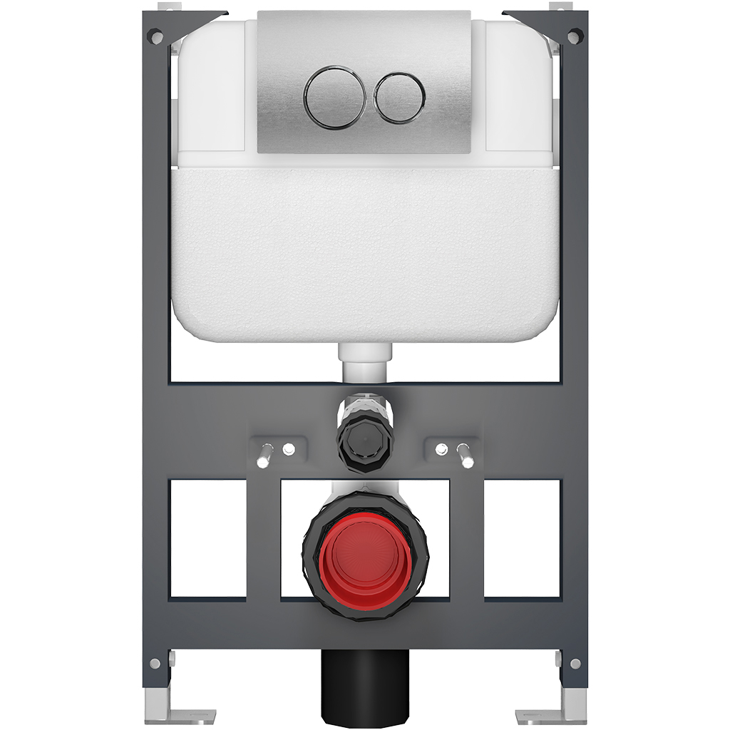 CERANO - Podomítkový WC set Carlito - bílá lesklá - tlačítko Prime/Duoalo, stříbrné - závěsné - nízký modul - předstěnová instalace/sádrokarton - 48,5x36,5 cm