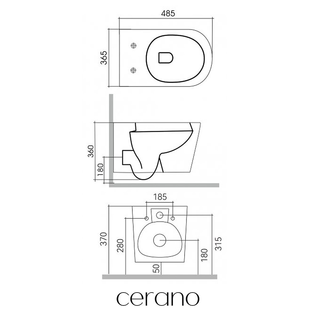 CERANO - Podomítkový WC set Carlito - bílá lesklá - tlačítko Prime/Modulo, stříbrné - závěsné - předstěnová instalace/sádrokarton - 48,5x36,5 cm