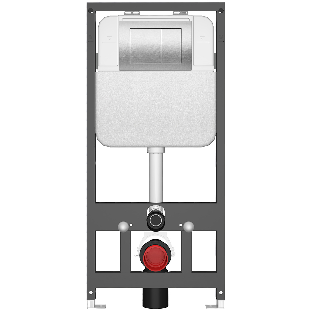 CERANO - Podomítkový WC set Forte - černá matná - tlačítko Prime/Maxio, stříbrné - závěsné - předstěnová instalace/sádrokarton - 51x36 cm