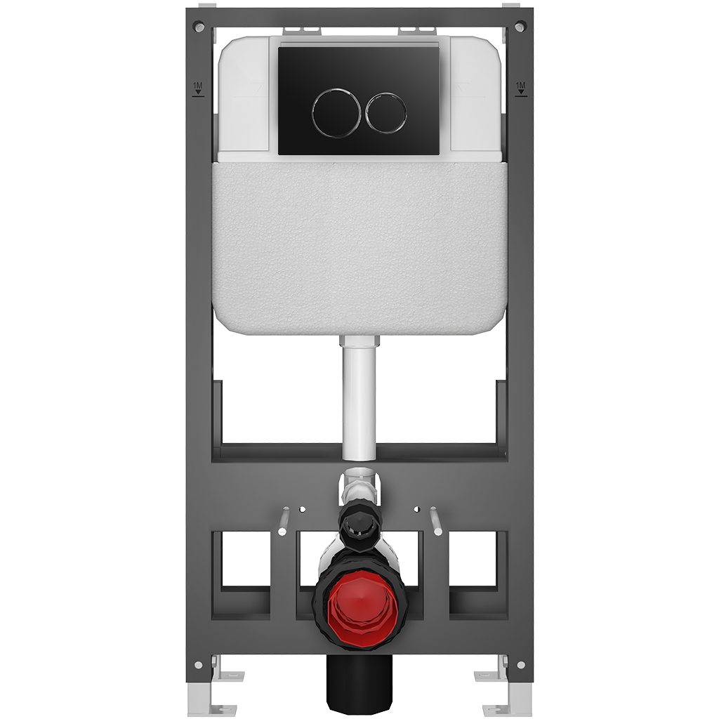 CERANO - Závěsné WC s bidetem Cronus Standard - bílá lesklá - tlačítko Prime/Dualo, černé - volně stojící - předstěnová instalace/sádrokarton - 59,3x38,4 cm