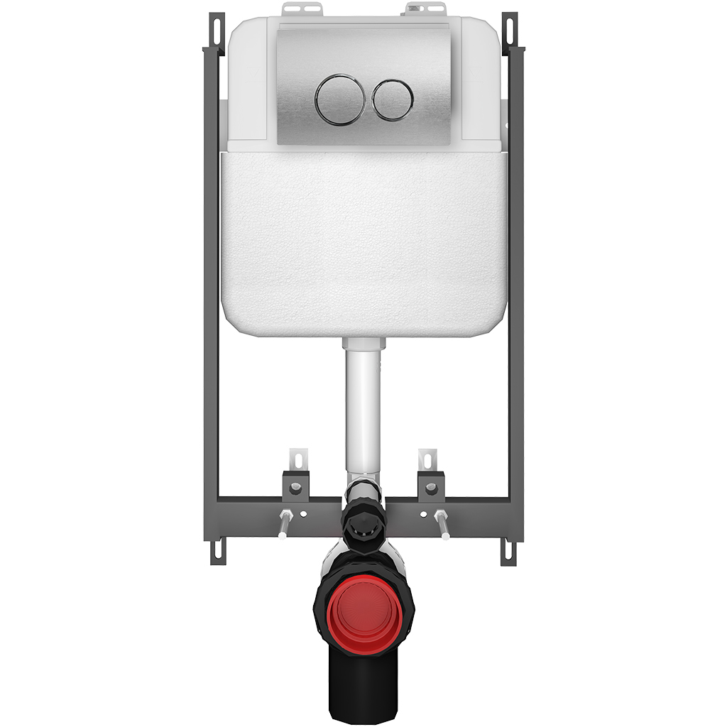 CERANO - Závěsné WC s bidetem Cronus Standard - bílá lesklá - tlačítko Prime/Dualo, stříbrné - pro zazdění - 59,3x38,4 cm
