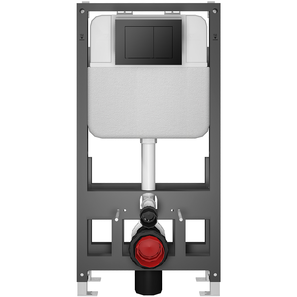 CERANO - Závěsné WC s bidetem Cronus Standard - bílá lesklá - tlačítko Prime/Maxio, černé - volně stojící - předstěnová instalace/sádrokarton - 59,3x38,4 cm