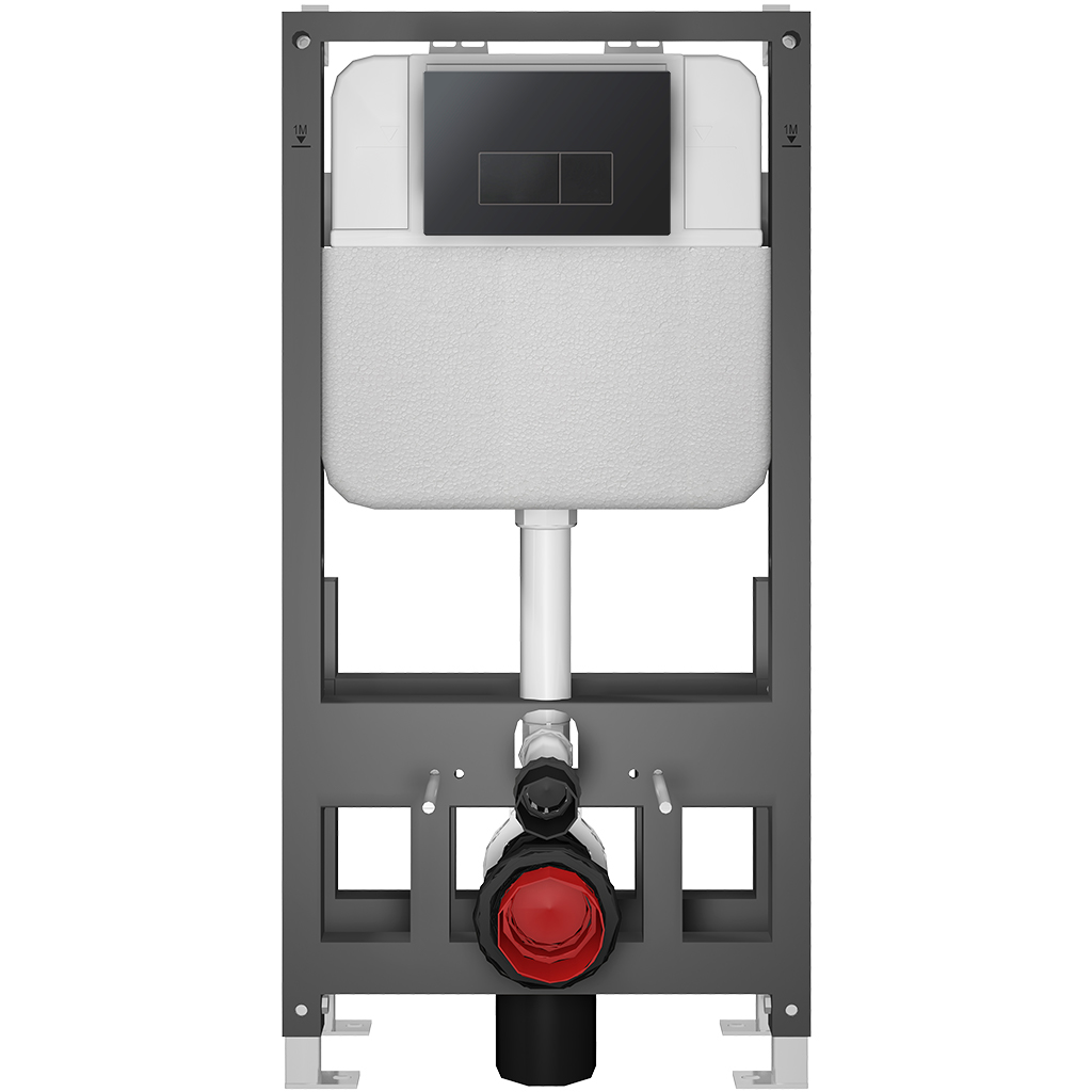 CERANO - Závěsné WC s bidetem Cronus Standard - bílá lesklá - tlačítko Prime/Modulo, černé - volně stojící - předstěnová instalace/sádrokarton - 59,3x38,4 cm