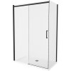 MEXEN - Omega sprchový kout, posuvné dveře, 140 x 80 cm, transparentní, černá + vanička Flat, bílá - 825-140-080-70-00-4010B