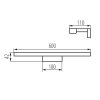 ASTEN LED svítidlo 12W, 600x42x110mm, chrom