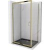 MEXEN - Apia sprchový kout, posuvné dveře, 120 x 80 cm, transparentní, zlatá + vanička Flat, černá - 840-120-080-50-00-4070G
