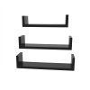 3 Etageres murales en U noir LWS40BK 1