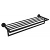 X-ROUND BLACK polička na ručníky s hrazdou - černá - 55x11x26,5 cm