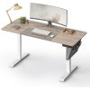 Dřevěný psací stůl výškově nastavitelný - bílá/šedá - 140x72-120x60 cm