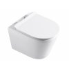 CERANO - Závěsná WC mísa Norbi, Rimless + UF sedátko - bílá lesklá - 36,5x48,5 cm