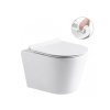 CERANO - Kompletní podomítkový WC set Norbi - bílá lesklá - WC tlačítko Classic, bílé - předstěnová instalace - 48,5x36,5 cm