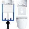 CERANO - Kompletní podomítkový WC set Lite/Norbi - bílá lesklá - WC tlačítko Slim, chrom - k zazdění - 48,5x36,5 cm