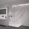 CERANO - Sprchová zástěna Walk-in Onyx Round L/P - 8 mm - kulatá vzpěra  - černá matná, industriální sklo - 110x200 cm