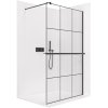 CERANO - Sprchová zástěna Walk-in Onyx Round L/P - 8 mm + polička/držák na ručníky - kulatá vzpěra  - černá matná, industriální sklo - 120x200 cm