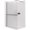 CERANO - Sprchová zástěna Walk-in Onyx Round L/P - 8 mm + polička/držák na ručníky - kulatá vzpěra - černá matná, mléčné sklo - 70x200 cm