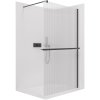 CERANO - Sprchová zástěna Walk-in Onyx Round L/P - 8 mm + polička/držák na ručníky - kulatá vzpěra - černá matná, rýhované sklo - 160x200 cm