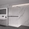 CERANO - Sprchová zástěna Walk-in Onyx Round L/P - 8 mm + polička/držák na ručníky - kulatá vzpěra - černá matná, rýhované sklo - 160x200 cm