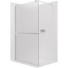 CERANO - Sprchová zástěna Walk-in Onyx Round L/P - 8 mm + polička/držák na ručníky - kulatá vzpěra - chrom, mléčné sklo - 100x200 cm