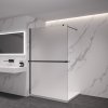 CERANO - Sprchová zástěna Walk-in Onyx Cube L/P - 8 mm + polička/držák na ručníky - hranatá vzpěra - černá matná, mléčné sklo - 80x200 cm
