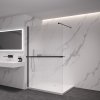 CERANO - Sprchová zástěna Walk-in Onyx Cube L/P - 8 mm + polička/držák na ručníky - hranatá vzpěra - černá matná, rýhované sklo - 120x200 cm
