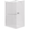 CERANO - Sprchová zástěna Walk-in Onyx Cube L/P - 8 mm + polička/držák na ručníky - hranatá vzpěra - chrom, rýhované sklo - 70x200 cm