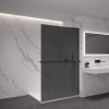 CERANO - Sprchová zástěna Walk-in Onyx L-pravá vzpěra - 8 mm + polička/držák na ručníky - černá matná, grafitové sklo - 100x200 cm